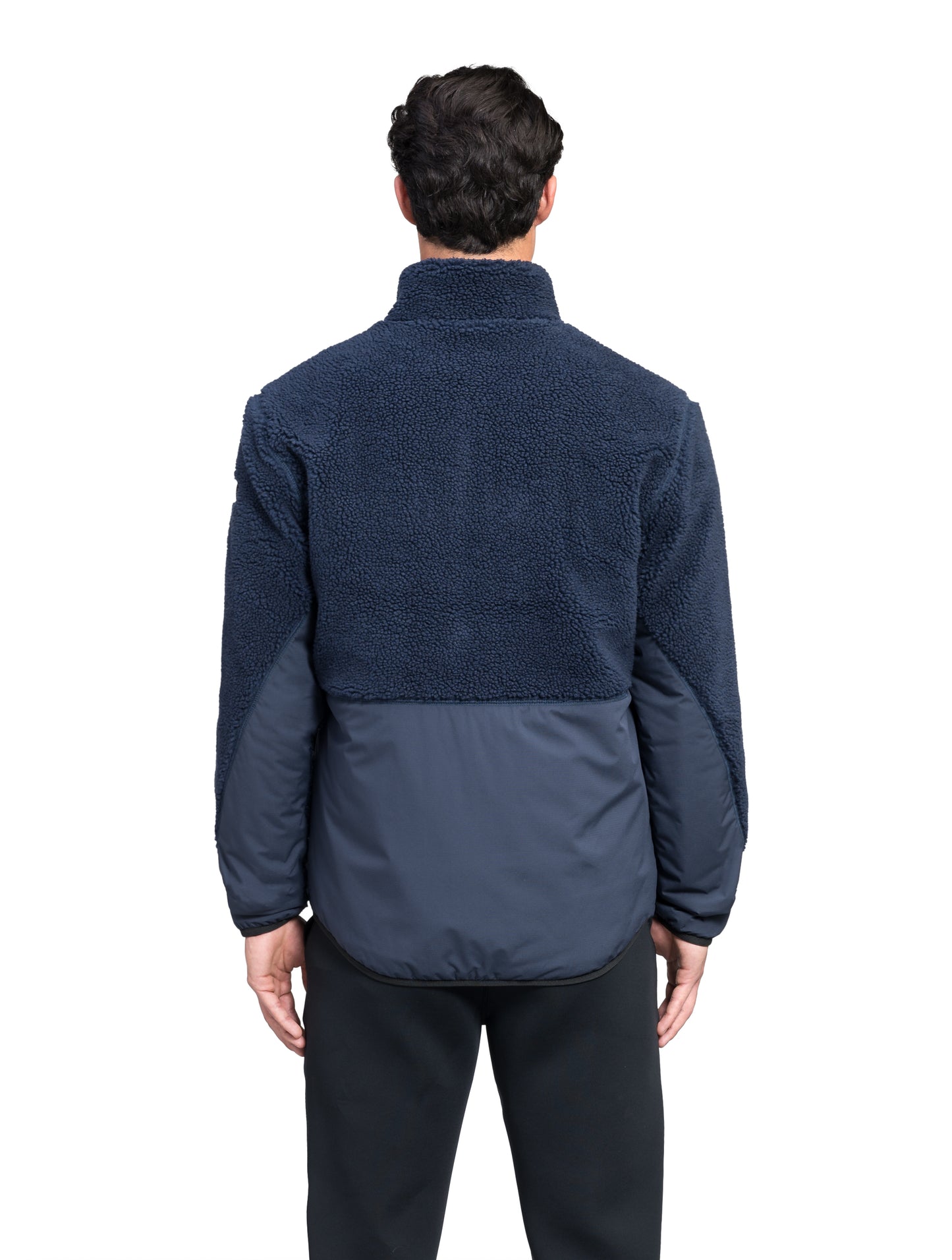 Kepler Men's Berber Zip Front Sweater in hip length, premium berber and stretch ripstop fabrication, Primaloft Gold Insulation Active+, two-way centre-front zipper, zipper pocket at left chest, magnetic closure flap pockets at waist with additional side-entry pockets, in Marine