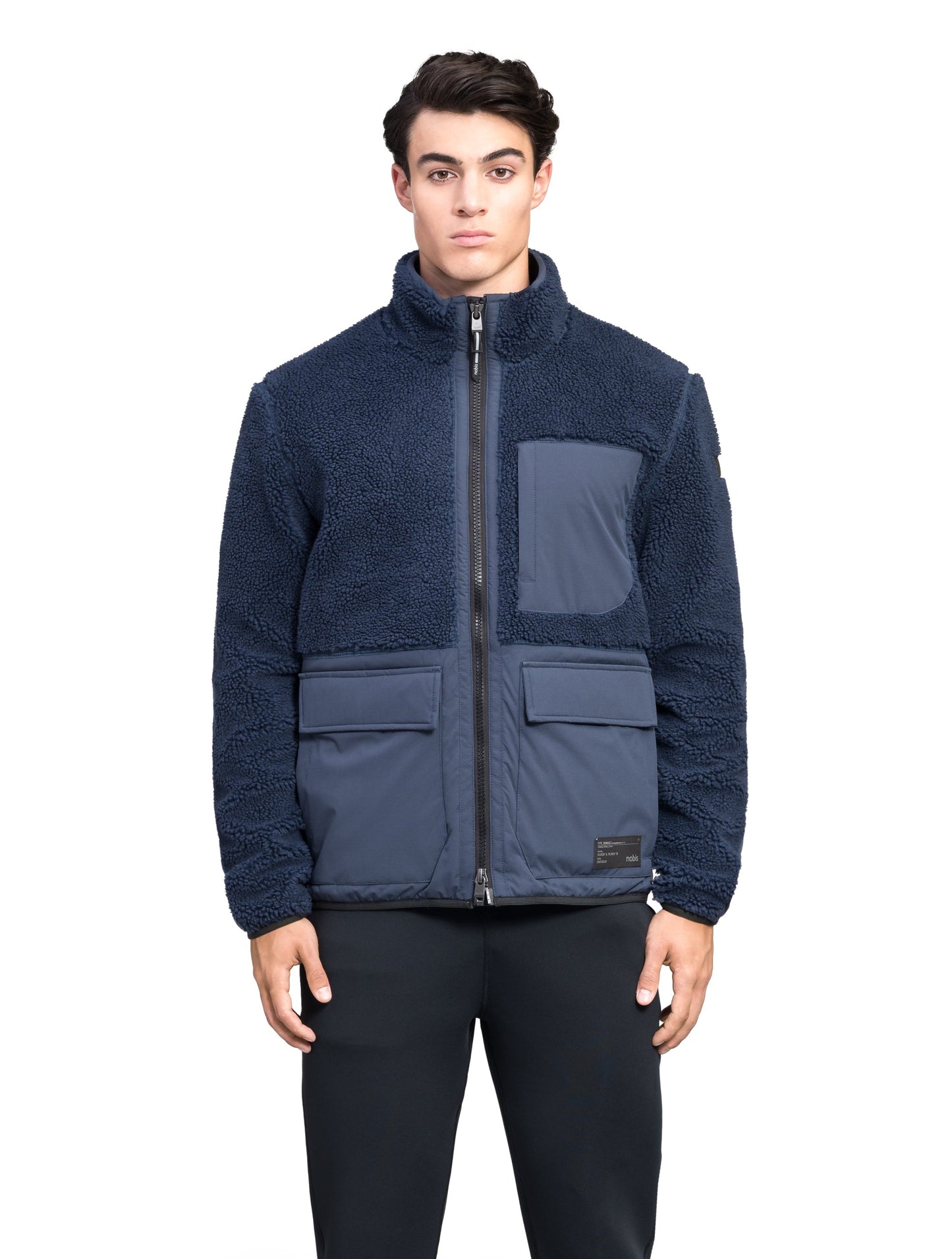 Kepler Men's Berber Zip Front Sweater in hip length, premium berber and stretch ripstop fabrication, Primaloft Gold Insulation Active+, two-way centre-front zipper, zipper pocket at left chest, magnetic closure flap pockets at waist with additional side-entry pockets, in Marine