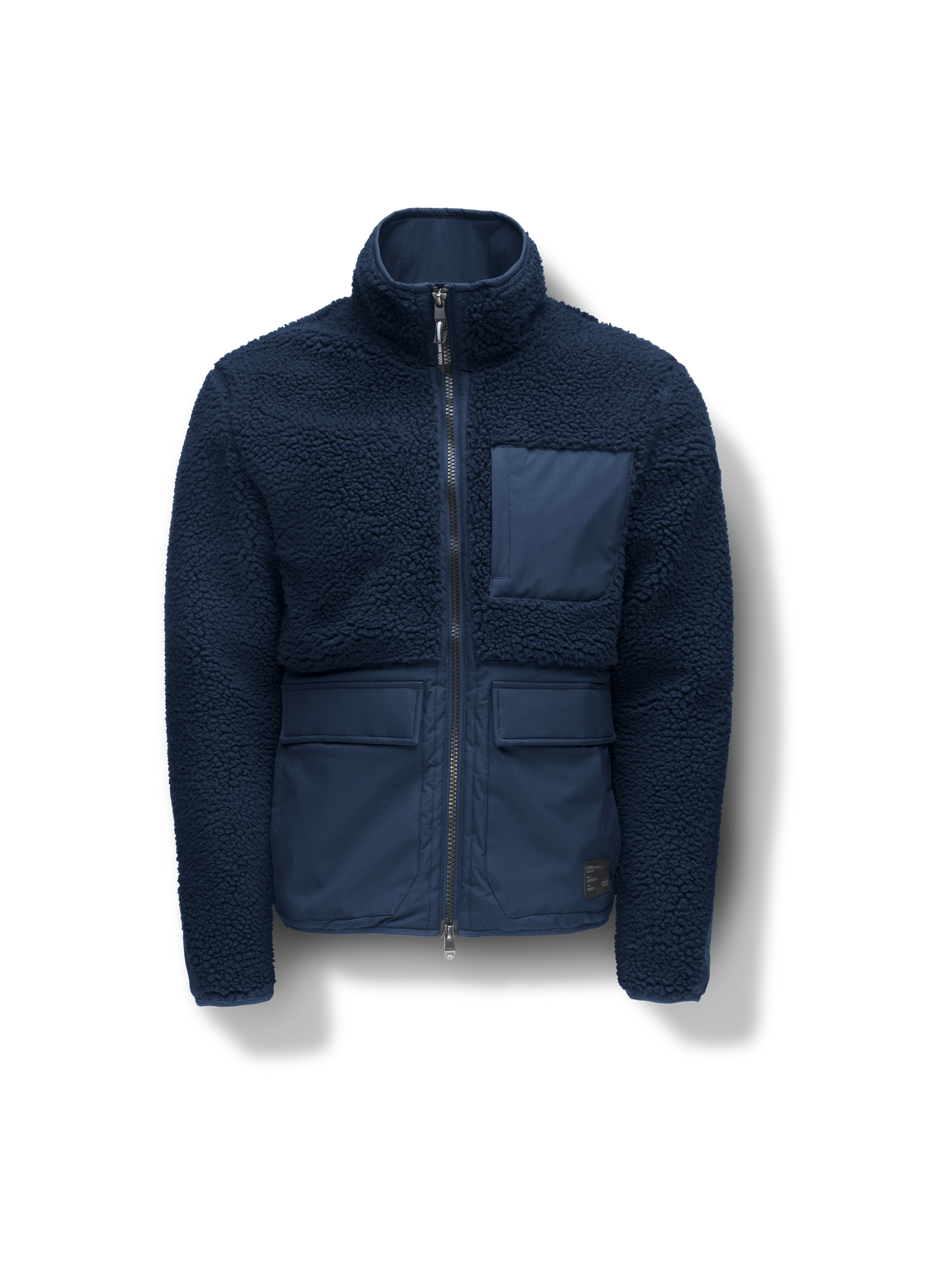 Kepler Men's Berber Zip Front Sweater in hip length, premium berber and stretch ripstop fabrication, Primaloft Gold Insulation Active+, two-way centre-front zipper, zipper pocket at left chest, magnetic closure flap pockets at waist with additional side-entry pockets, in Marine