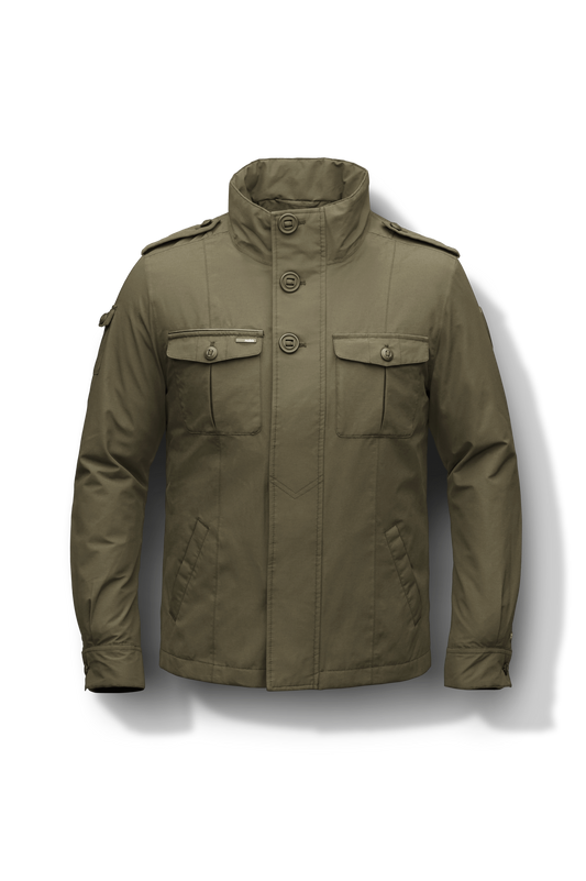 Men's waist length military style jacket in Fatigue + Fatigue