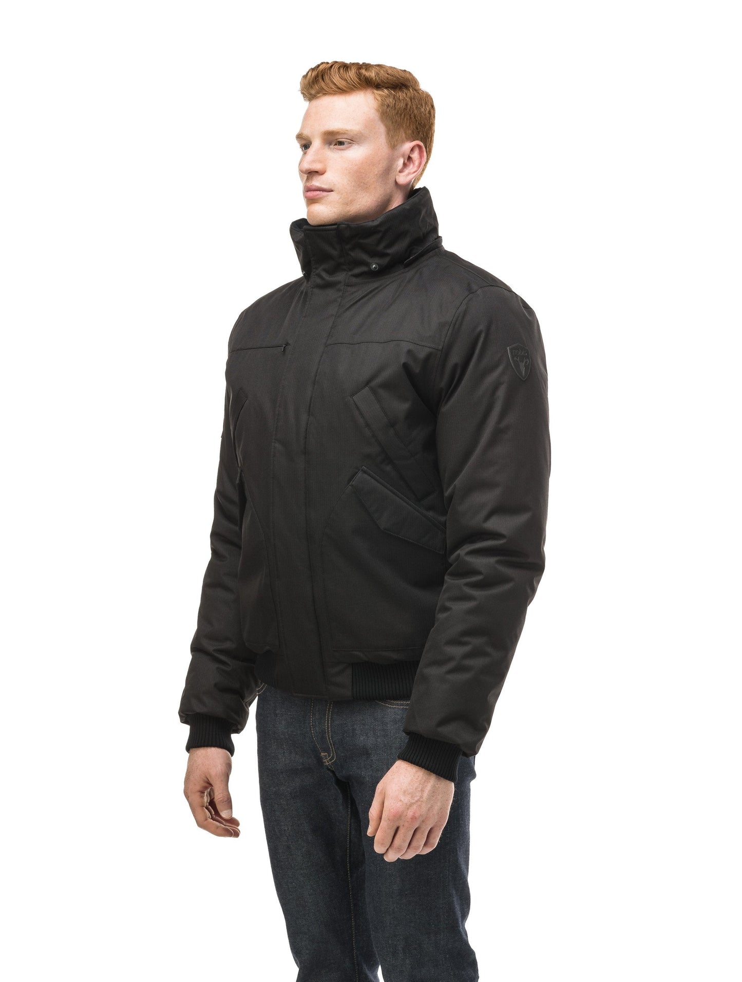 Men's classic down filled bomber jacket with a down filledÃƒÆ’Ã†â€™Ãƒâ€ Ã¢â‚¬â„¢ÃƒÆ’Ã‚Â¢ÃƒÂ¢Ã¢â‚¬Å¡Ã‚Â¬Ãƒâ€¦Ã‚Â¡ÃƒÆ’Ã†â€™ÃƒÂ¢Ã¢â€šÂ¬Ã…Â¡ÃƒÆ’Ã¢â‚¬Å¡Ãƒâ€šÃ‚Â hood that features a removable coyote fur trim and concealed moldable framing wire in Black