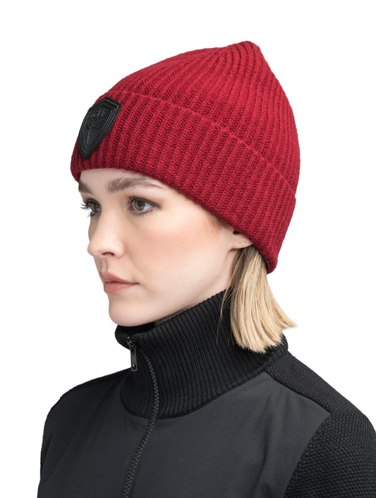 Emer Unisex Tailored Chunky Knit Beanie + Rio Red