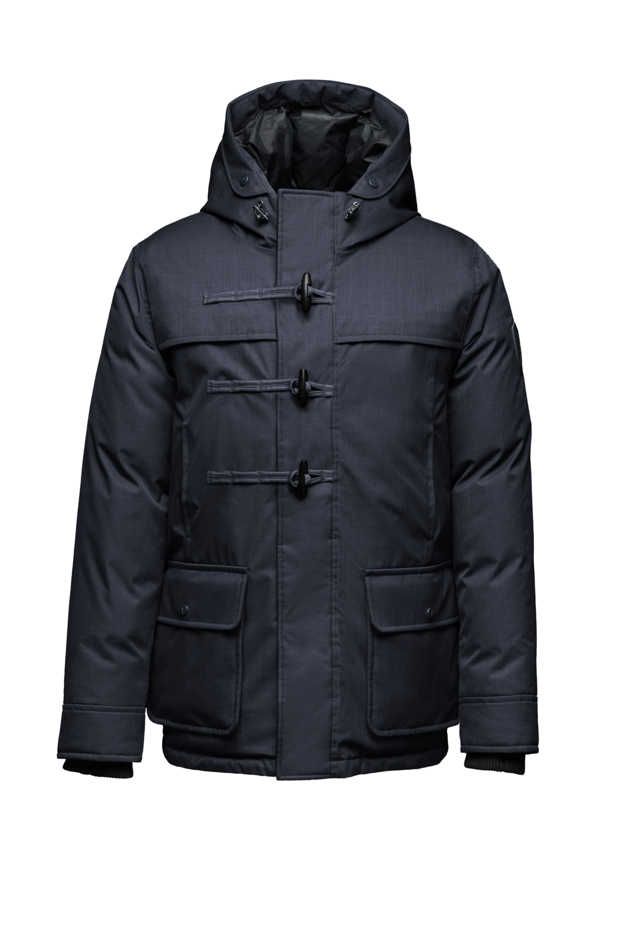 Kid's thigh high down coat with toggle closures in CH Navy