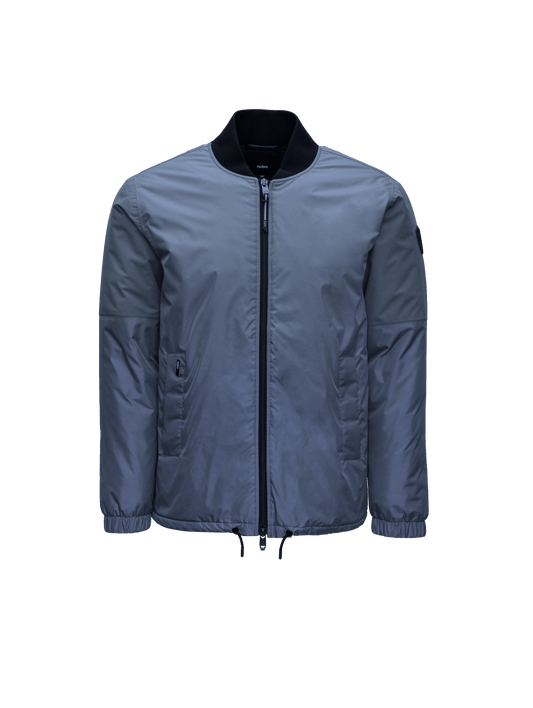 Edgemont Men's Tailored Coach Jacket in hip length, rib knit collar, elastic cuffs, centre front two-way zipper, single welt waist pockets, adjustable waist drawstring, in Marine + Marine