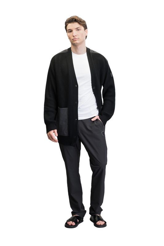 Riga Tailored Button Front Cardigan + Black