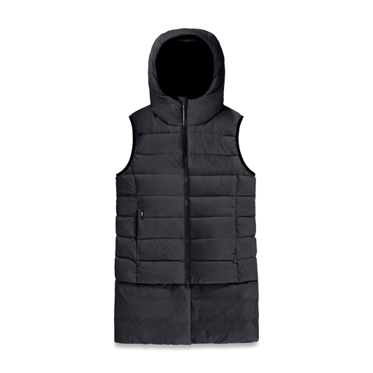 Saratoga puffer vest in Black + Black