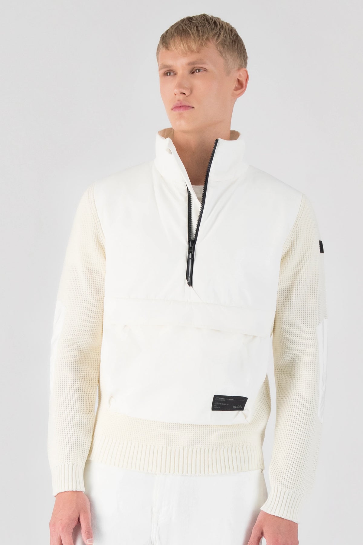Wai Men's Half Zip Hybrid Sweater - Chalk