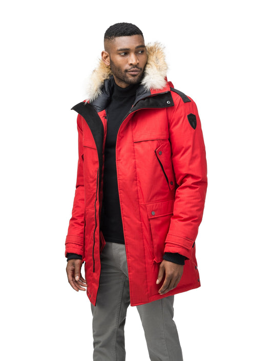 Men's Best Selling Parka the Yatesy is a down filled jacket with a zipper closure and magnetic placket in CH Red + CH Red