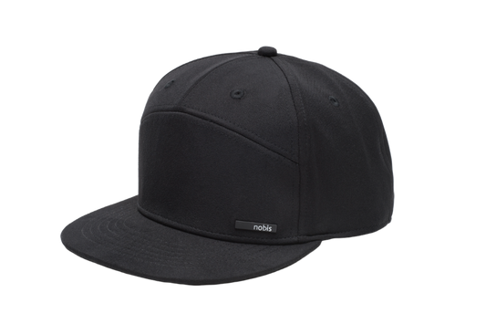 Solar 7-Panel Flat Peak Snapback Cap + Black / ONE SIZE